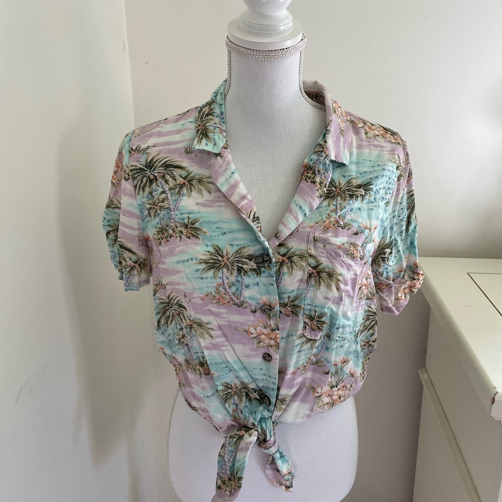 Summer button down crop top, multicolor